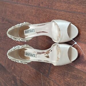 Badgley Mischka Celeste Peeptoe Rhinestone Heels Size 7
